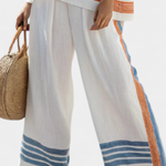 Marcellin | Sophisticated Blue-Orange Striped Top & Pants
