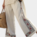 Tameric | Sophisticated Embroidered Raw Blouse & Wide Pants