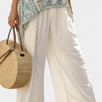Quinley | Comfortable Printed Blouse & Wide-Leg White Pants