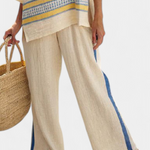 Paisleigh | Comfortable Blue-Yellow Mediterranean Top & Linen Pants