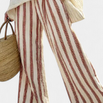 Mercy | Elegant Rustic Striped Top & Cream Linen Pants