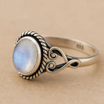 Antique Silver Rope Moonstone Ring