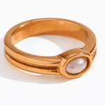 Gold Stacking Rings with Pearl, Lapis, Turquoise