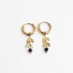 Leaf Stone Hoop Earrings