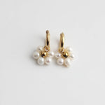 Flower Pearl Hoop Earrings