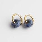 Stone Donut Hoop Earrings
