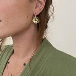 Sunburst Charm Hoop Earrings