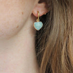 Heart Stone Hoop Earrings