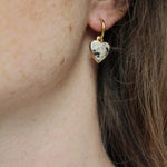 Heart Stone Hoop Earrings