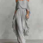 Isabela | Gray fluid set with spaghetti strap top and lightweight pants