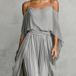 Isabela | Gray fluid set with spaghetti strap top and lightweight pants