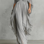 Isabela | Gray fluid set with spaghetti strap top and lightweight pants