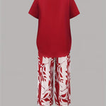 Christen | Casual Leaf Print Two-Piece Set