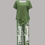 Portia | Casual Leaf Print Two-Piece Set