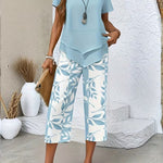 Portia | Casual Leaf Print Two-Piece Set