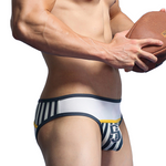 Men's Spliced Striped Mesh Pouch Briefs
