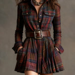 Charley | Vintage Red and Brown Checked Mini Dress (includes Belt)