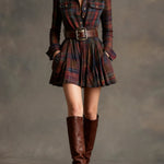 Charley | Vintage Red and Brown Checked Mini Dress (includes Belt)