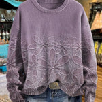 Vintage Style Floral Art Print Casual  Sweatshirt