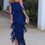 Endora | Off Shoulder Elegant Fringe Dress