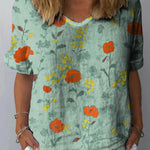 Clara – Floral Linen Floral Art Print Shirt