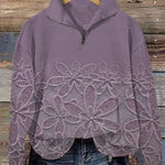 Vintage Style Floral Art Print Casual  Sweatshirt