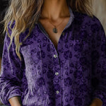 Goth Style Lace Pattern Printed Women's Casual Long Sleeve Comfortable Cotton Shirt