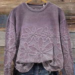 Vintage Style Floral Art Print Casual  Sweatshirt