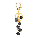 Daisy Flower Initial Letter - Bag Charm (Black)