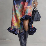 Arlene | Satin Printed Midi Dress