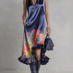 Arlene | Satin Printed Midi Dress