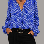 ELVIRA™ - Geometric V-Neck Blouse