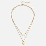 Layered Gold Disc Pendant Necklace