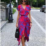 Miriam | Sunset Stroll V-Neck Slit Print Dress