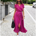 Miriam | Sunset Stroll V-Neck Slit Print Dress