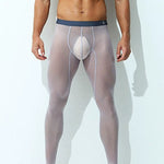 Men's Ice Silk Full Transparent Sexy Fitness Pants Sports Tights