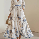Elise | Timeless Floral Pleated Maxi Dress
