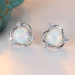 White Gold Opal Studs
