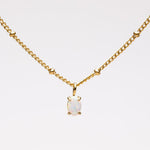 Gold Beaded Necklace with Opal Pendant