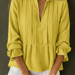Women's Solid Color Cotton And Linen Pleated Top