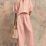 Alba | Relaxed Button-Up Shirt and Wide-Leg Pants Co-Ord Set