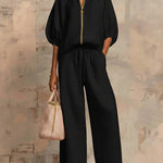 Alba | Relaxed Button-Up Shirt and Wide-Leg Pants Co-Ord Set