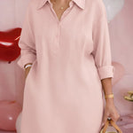 Women's Solid Color Shirt Collar Long-sleeved Casual Loose Cotton And Linen Top