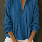 Women's Solid Color Cotton And Linen Pleated Top