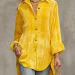 Women's  Plaid Shirt Collar Long Sleeve Casual Loose Velvet Top