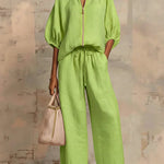 Alba | Relaxed Button-Up Shirt and Wide-Leg Pants Co-Ord Set