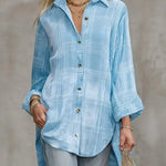 Women's  Plaid Shirt Collar Long Sleeve Casual Loose Velvet Top