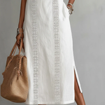 Heather | Sleeveless Lace Detail Midi Dress