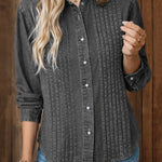 Women's Lapel Long-sleeved Casual Loose Pleated Denim Cardigan