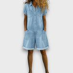 Saylor - Vintage short Cotton Denim-Look Overalls